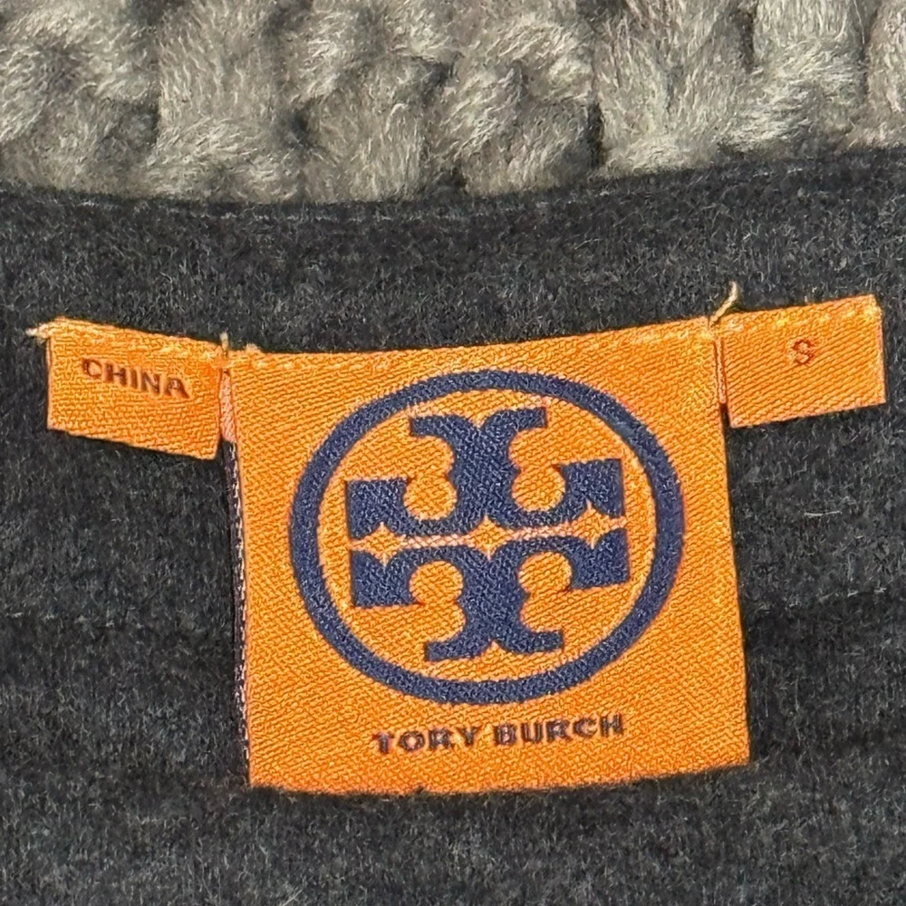 TORY BURCH Gray Wool Shift Dress Work Party Zipper Detail Size S Date‎ Holiday
